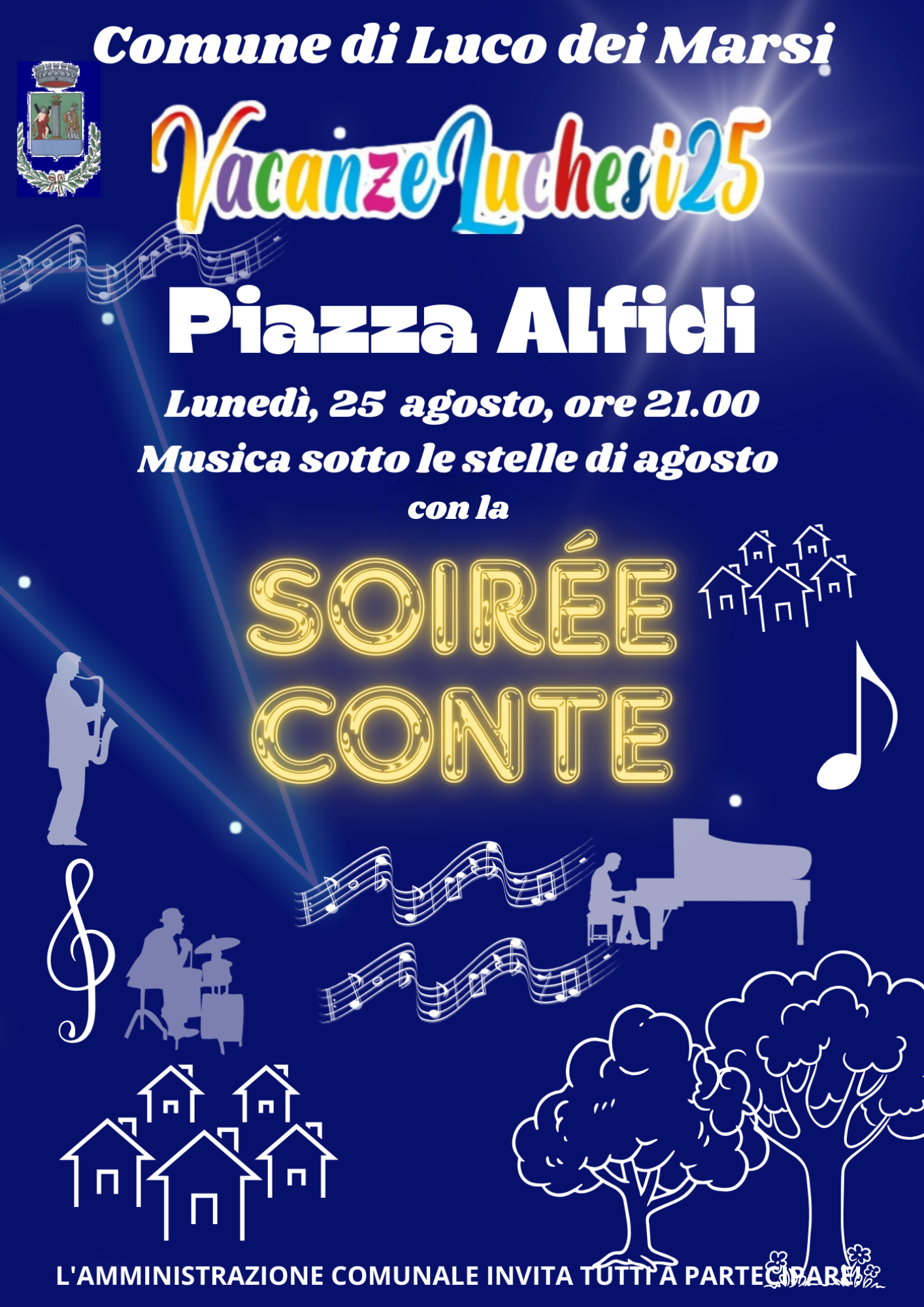La Paolo Conte Jazz Band nella Soirée Conte per l'ultimo concerto dell'edizione 2025 della rassegna estiva a tema: 